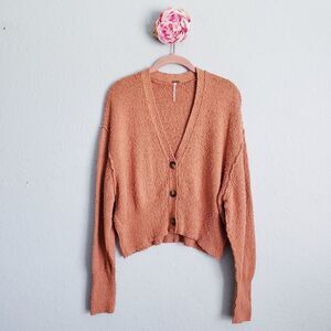 Free People Found My Friend Button Down Cardigan in Terracotta